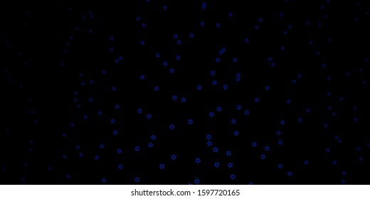 Dark BLUE vector background with colorful stars. Decorative illustration with stars on abstract template. Pattern for new year ad, booklets.
