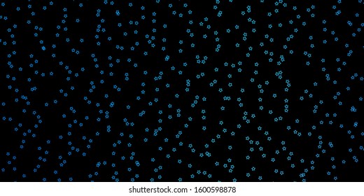 Dark BLUE vector background with colorful stars. Blur decorative design in simple style with stars. Theme for cell phones.