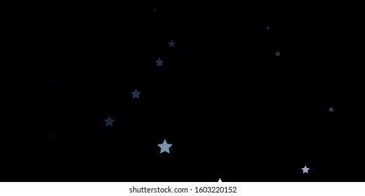 Dark BLUE vector background with colorful stars. Shining colorful illustration with small and big stars. Design for your business promotion.