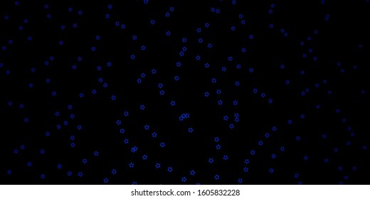 Dark BLUE vector background with colorful stars. Modern geometric abstract illustration with stars. Pattern for new year ad, booklets.