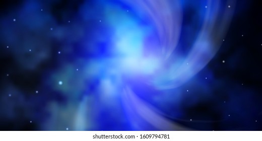 Dark BLUE vector background with colorful stars. Blur decorative design in simple style with stars. Pattern for websites, landing pages.