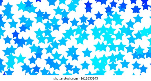 Dark BLUE vector background with colorful stars. Shining colorful illustration with small and big stars. Design for your business promotion.