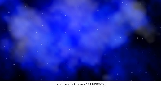 Dark BLUE vector background with colorful stars. Colorful illustration with abstract gradient stars. Theme for cell phones.