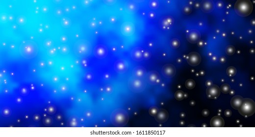 Dark BLUE vector background with colorful stars. Colorful illustration in abstract style with gradient stars. Pattern for websites, landing pages.