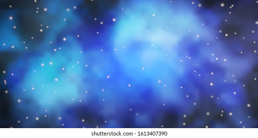 Dark BLUE vector background with colorful stars. Modern geometric abstract illustration with stars. Design for your business promotion.