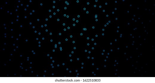 Dark BLUE vector background with colorful stars. Colorful illustration with abstract gradient stars. Design for your business promotion.