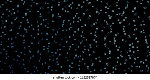 Dark BLUE vector background with colorful stars. Blur decorative design in simple style with stars. Best design for your ad, poster, banner.