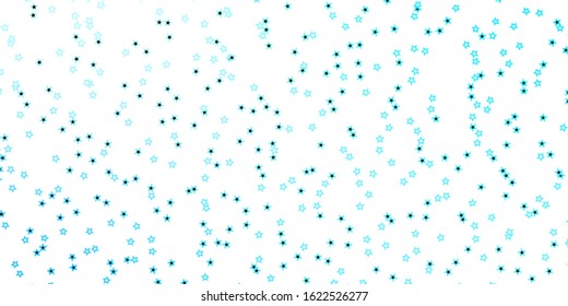 Dark BLUE vector background with colorful stars. Shining colorful illustration with small and big stars. Theme for cell phones.