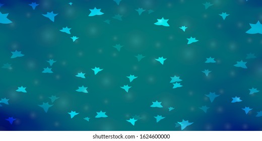 Dark BLUE vector background with colorful stars. Decorative illustration with stars on abstract template. Pattern for wrapping gifts.