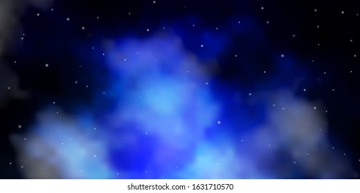 Dark BLUE vector background with colorful stars. Decorative illustration with stars on abstract template. Pattern for websites, landing pages.