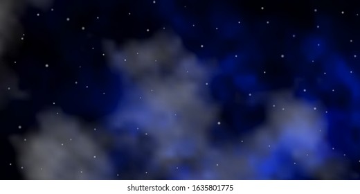 Dark BLUE vector background with colorful stars. Decorative illustration with stars on abstract template. Design for your business promotion.