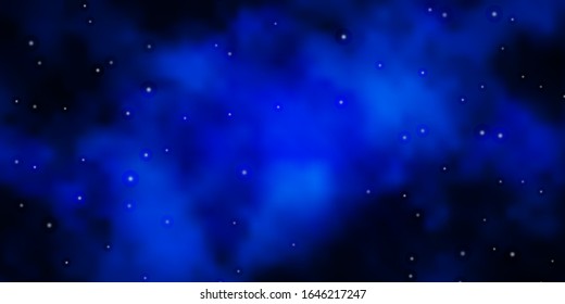 Dark BLUE vector background with colorful stars. Decorative illustration with stars on abstract template. Pattern for websites, landing pages.