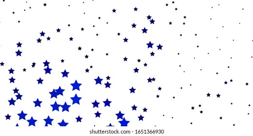 Dark BLUE vector background with colorful stars. Decorative illustration with stars on abstract template. Pattern for new year ad, booklets.