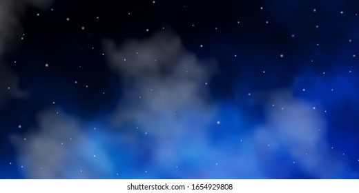 Dark BLUE vector background with colorful stars. Shining colorful illustration with small and big stars. Pattern for new year ad, booklets.