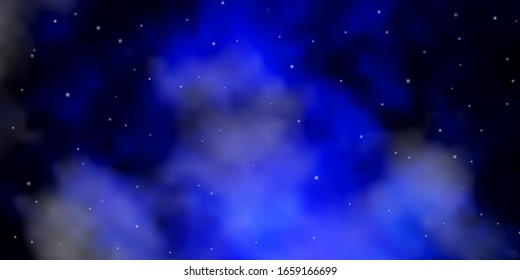 Dark BLUE vector background with colorful stars. Decorative illustration with stars on abstract template. Pattern for websites, landing pages.