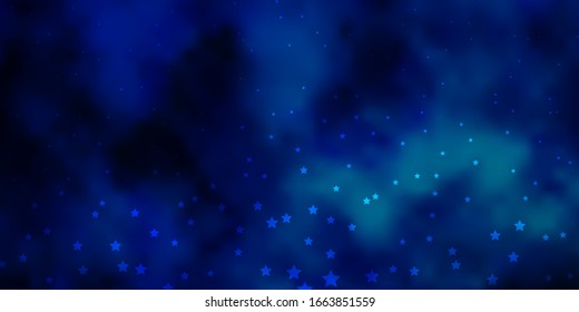 Dark BLUE vector background with colorful stars. Modern geometric abstract illustration with stars. Theme for cell phones.