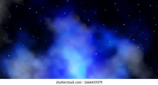 Dark BLUE vector background with colorful stars. Decorative illustration with stars on abstract template. Design for your business promotion.
