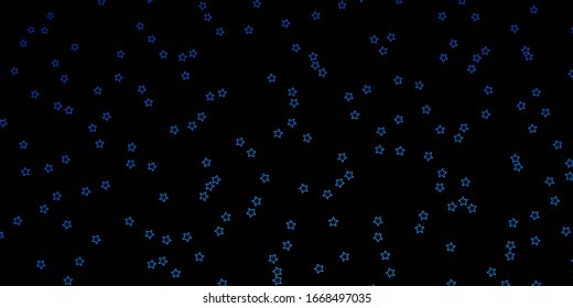 Dark BLUE vector background with colorful stars. Colorful illustration in abstract style with gradient stars. Pattern for websites, landing pages.