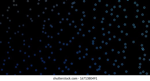 Dark BLUE vector background with colorful stars. Modern geometric abstract illustration with stars. Pattern for websites, landing pages.