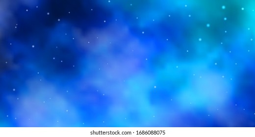 Dark BLUE vector background with colorful stars. Decorative illustration with stars on abstract template. Pattern for new year ad, booklets.