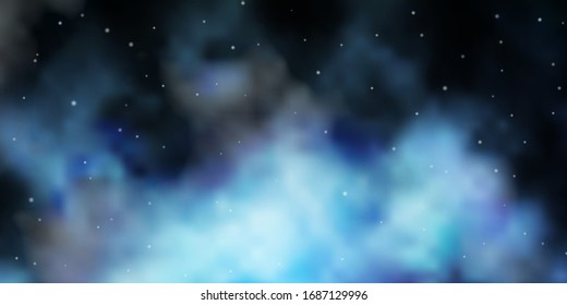 Dark BLUE vector background with colorful stars. Decorative illustration with stars on abstract template. Pattern for new year ad, booklets.