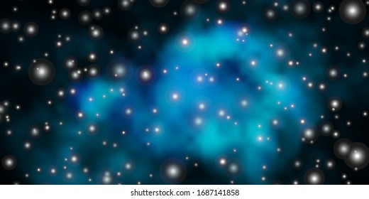 Dark BLUE vector background with colorful stars. Shining colorful illustration with small and big stars. Pattern for new year ad, booklets.