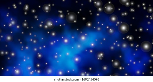 Dark BLUE vector background with colorful stars. Decorative illustration with stars on abstract template. Pattern for websites, landing pages.