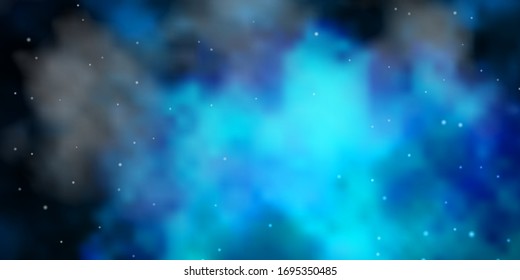Dark BLUE vector background with colorful stars. Blur decorative design in simple style with stars. Theme for cell phones.