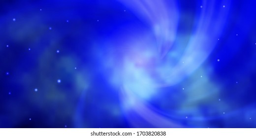 Fondo vector azul oscuro con estrellas coloridas. Ilustración colorida en estilo abstracto con estrellas degradadas. Patrón para anuncios de año nuevo, folletos.