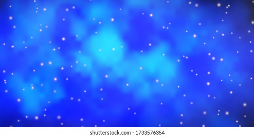 Fondo vector azul oscuro con estrellas coloridas. Brillante ilustración colorida con estrellas pequeñas y grandes. Tema para teléfonos celulares.