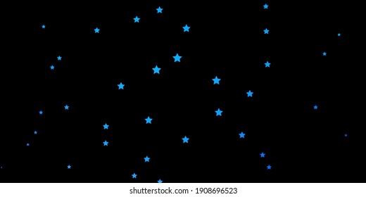 Dark BLUE vector background with colorful stars. Colorful illustration with abstract gradient stars. Pattern for new year ad, booklets.
