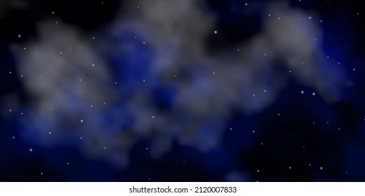 Dark BLUE vector background with colorful stars. Shining colorful illustration with small and big stars. Best design for your ad, poster, banner.