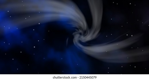 Fondo vector azul oscuro con estrellas coloridas. Brillante ilustración colorida con estrellas pequeñas y grandes. Patrón para sitios web, páginas de inicio.
