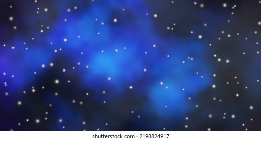 Dark BLUE vector background with colorful stars. Decorative illustration with stars on abstract template. Pattern for new year ad, booklets.
