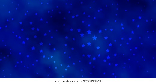 Dark BLUE vector background with colorful stars. Blur decorative design in simple style with stars. Pattern for websites, landing pages.