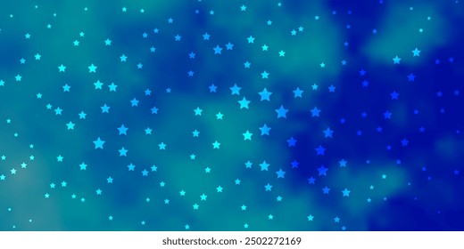 Dark BLUE vector background with colorful stars. Blur decorative design in simple style with stars. Theme for cell phones.