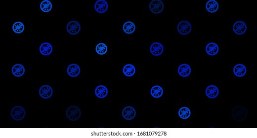 Fondo vector azul oscuro con símbolos covid-19. Diseño simple en estilo abstracto con formas de infección. Mejor diseño para eventos de cuarentena.
