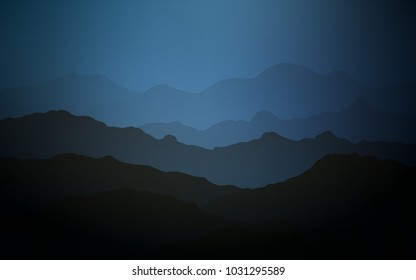 Dark BLUE vector background with curved circles. An elegant bright illustration with gradient. Mountain design for your web site.