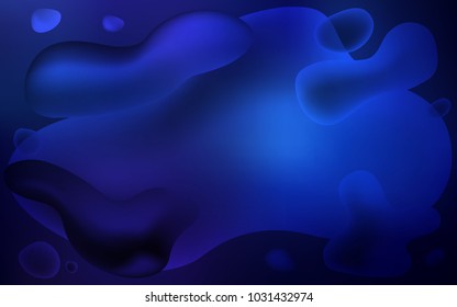 Dark BLUE vector background with curved circles. Geometric illustration in memphis style with gradient.  New composition for your brand book.