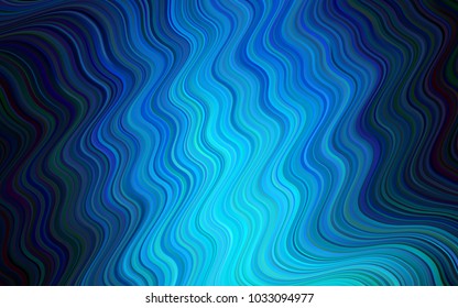 Dark BLUE vector background with curved circles. Geometric illustration in memphis style with gradient.  The template for cell phone backgrounds.