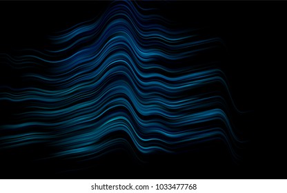 Dark BLUE vector background with curved circles. Glitter abstract illustration with wry lines. Textured wave pattern for backgrounds.