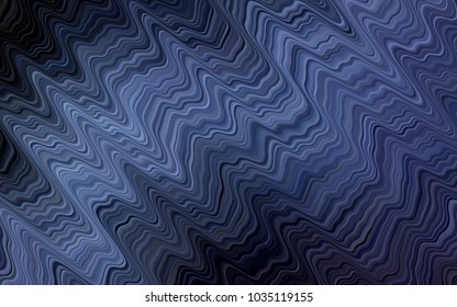 Dark BLUE vector background with curved circles. Glitter abstract illustration with wry lines. The best blurred design for your business.