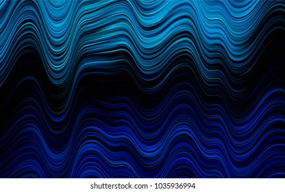 Dark BLUE vector background with curved circles. A vague circumflex abstract illustration with gradient. Marble style for your business design.