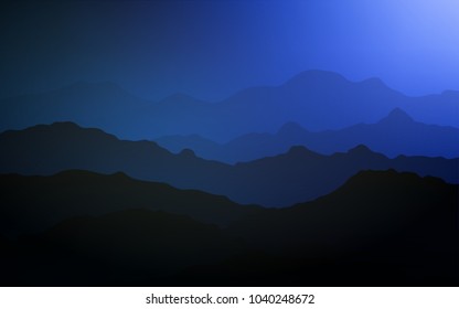 Dark BLUE vector background with curved circles. Creative geometric illustration in mountain style with gradient. A new texture for your  ad, booklets, leaflets.