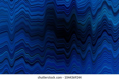 Dark BLUE vector background with curved circles. Shining illustration, which consist of blurred lines, circles. Marble design for your web site.