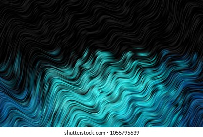 Dark BLUE vector background with curved circles. Glitter abstract illustration with wry lines. Brand-new design for your ads, poster, banner.