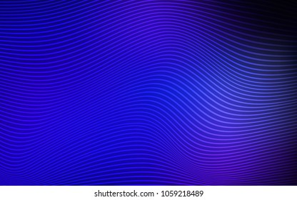 Dark BLUE vector background with curved lines. A sample with blurred curved shapes. A new texture for your  ad, booklets, leaflets.