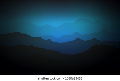 Dark BLUE vector background with curved circles. Colorful abstract illustration with gradient lines. Mountain style for your business design.