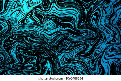 Dark BLUE vector background with curved circles. Colorful illustration in abstract marble style with gradient. A completely new memphis design for your business.