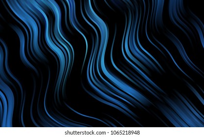 Dark BLUE vector background with curved circles. A vague circumflex abstract illustration with gradient. The template for cell phone backgrounds.